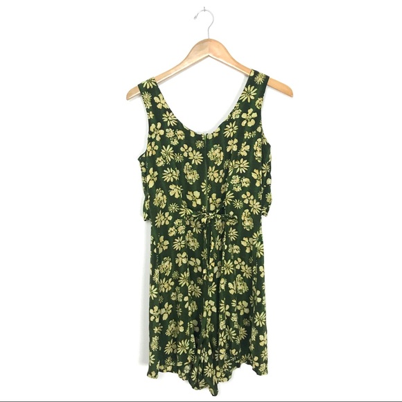 Jamie Brooke Hawaiian Floral Print Romper Green A7 - Picture 4 of 7